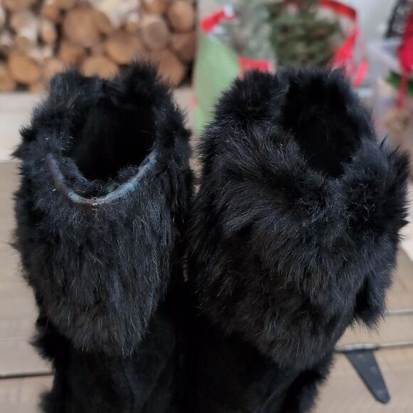 COACH Deeann Black Fur Trim Signature Winter Boots Sz 7 - Picture 6 of 14